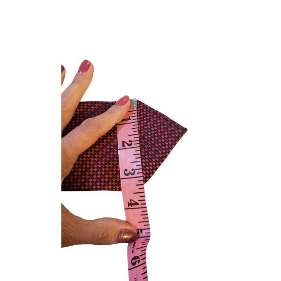 Saks Fifth Avenue Neck Tie Duo‎ Blue & Red Checker and Blue Solid 100% Silk - Picture 11 of 13